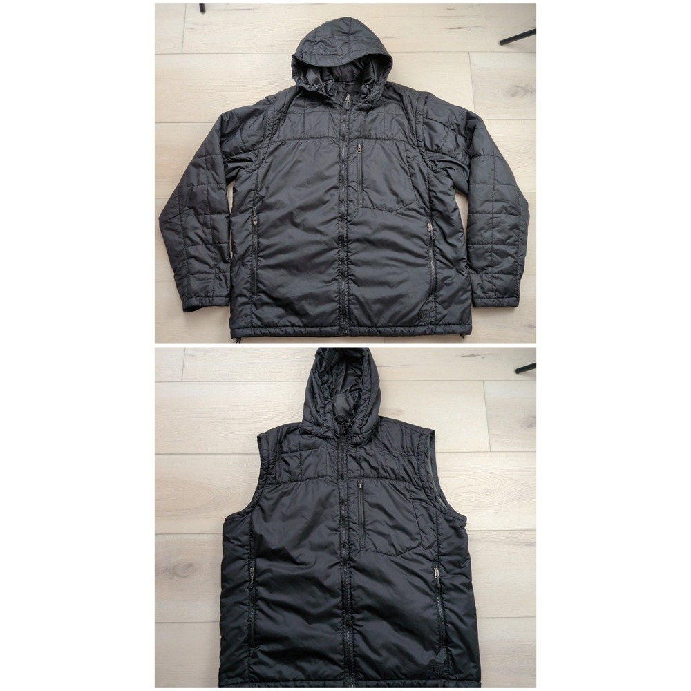 REI Revelcloud Convertible Hooded Jacket Vest Mens XL Black PrimaLoft Packable